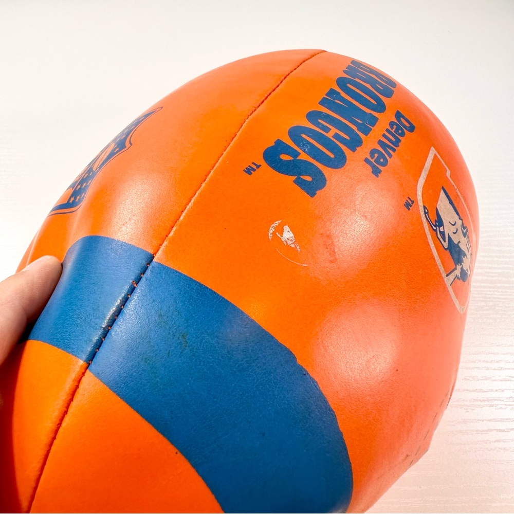 Vintage 1991 Denver Broncos Orange and Blue Stuffed Football NFL - Picture 6 of 16